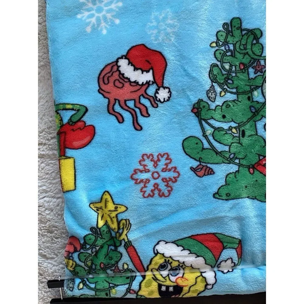 SpongeBob SquarePants Patrick Decorating Christmas Tree Blanket Throw‎ 50 X 70”